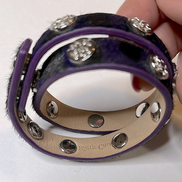 Rustic Cuff - Set of 2 Purple & Black Leather Bracelets - Picture 8 of 8